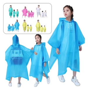Kids Children Raincoat Hoodie Waterproof Reusable RainWear Raincape Outdoor - Picture 1 of 36