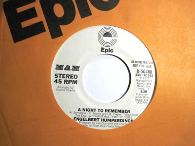 CHRISTMAS * ENGELBERT HUMPERDINCK * 45 * Night Remember / Silent Night * 1977 DJ - Image 1 of 2