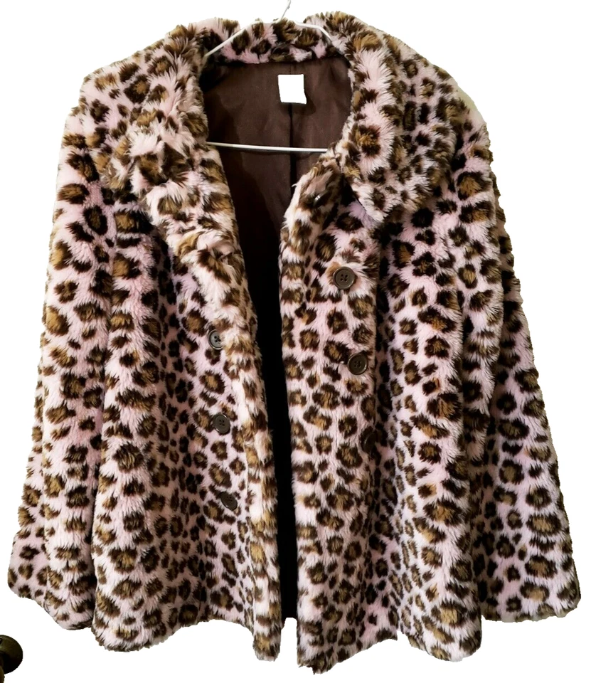 Gymboree Faux Fur Pink & Brown Leopard Size Large 10 - 12 - Image 1 of 4