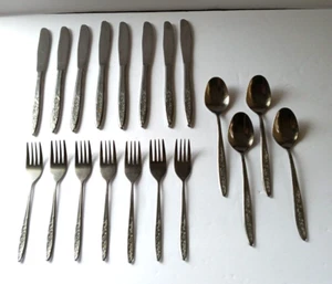 Vintage Konvolut 19 Teile Edelstahl Besteck Made In Taiwan Rosenmuster - Bild 1 von 11