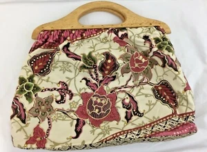 Bolso de mano Million Wishes con mango de madera de tela adornada  - Imagen 1 de 12