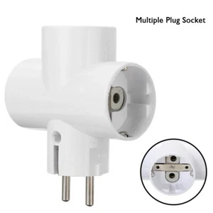 ABS EU Standard Multi-plug 3-way Multiple Plug Socket Adapter Child Protection - Picture 1 of 6