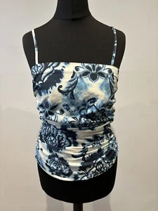 Zara Paisley Blogger Fav mit Blumenmuster gesammelt ärmelloses Top blau/weiß - Neu mit Etikett - Bild 1 von 8