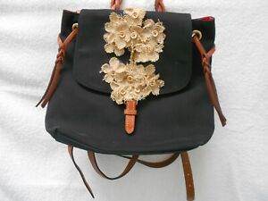 NWOT Dooney & Bourke Nylon Flap Backpack with burlap flowers FREE SHIPPING