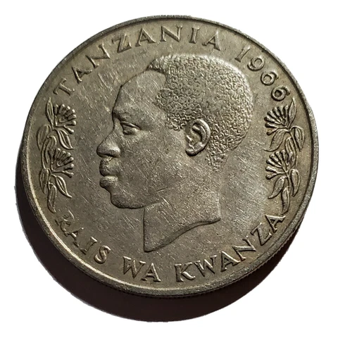 TANZANIA 1966 1 Shilling AND 5 Senti Coins, Shilingi Moja, AU, Rais Wa Kwanza Cover