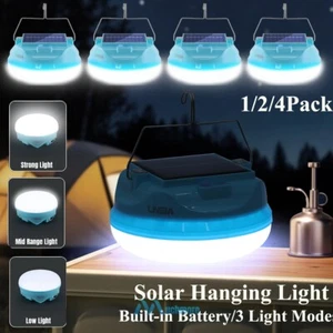 1/2/4X Solar Camping LED Lamp USB Rechargeable Tent Light Outdoor Hiking Lantern - Picture 1 of 20