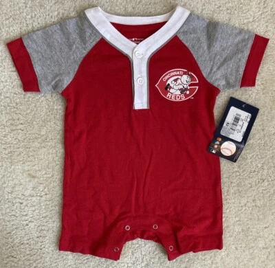 MLB Cincinnati Reds Toddler Boys' Short Sleeve Romper Size 3/6M - Image 1 of 4