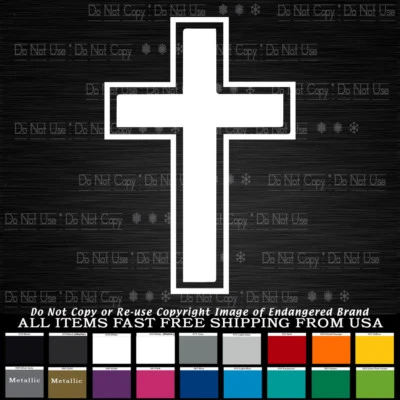Cross Outlined Christian, Jesus God Religion Christianity Decal sticker - Image 1 of 4