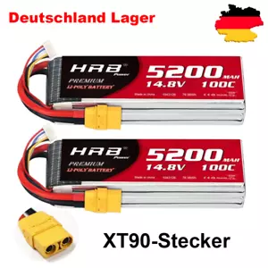 2Stück HRB 14,8V 4S 5200mAh XT90 100C Lipo Akku für RC Hubschrauber Drohone Boot - Bild 1 von 5