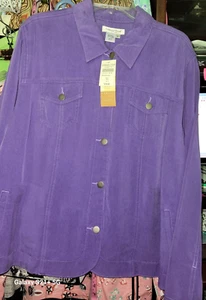 COLDWATER CREEK Women's 100% Tencel Size XL Purple Denim Style Jacket- NWT - Picture 1 of 7