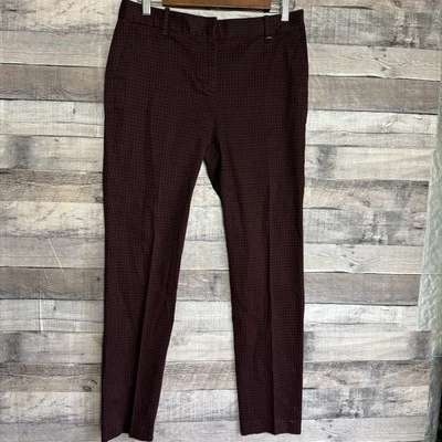 Brooks Brothers Size 4 Natalie Fit Maroon Black Plaid Ankle Pants - Image 1 of 4