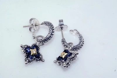 Pendientes colgantes Barbara Bixby 925 oro 18k SS iolita flor de loto aro piedras preciosas Foto 1 de 4
