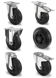 Vollgummi Lenkrolle Bockrolle Einbaurad 80 100 125 160 200 mm Polypropylen-Felge - Bild 1 von 8