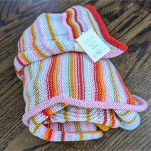 NEW Blabla 32 X 36 Stripe Blanket Pink Orange Girl's Baby - Picture 1 of 6