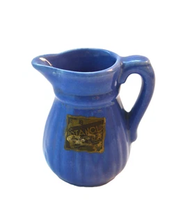 Vintage Stangl USA Art Deco Pottery Miniature Pitcher Creamer MCM Blue - Picture 1 of 8