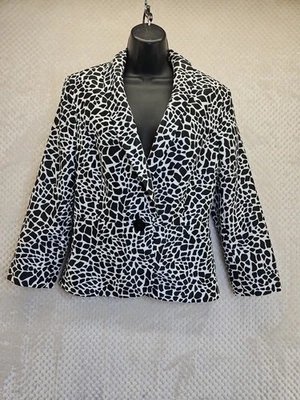 Chaqueta KASPER SEPERATES Blanca/Negro Mangas 3/4 Forrada Poliéster Peplum Talla 10 NUEVA Foto 1 de 4