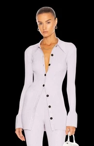 ALC Eleanor Knit Ribbed Cardigan in Pale Violet Silver Sparkle Size Medium NWT - Picture 1 of 7