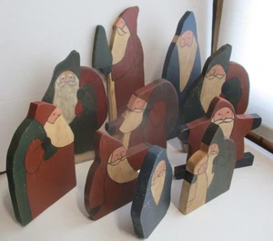 LOTE de 10 Exhibiciones de Navidad OLD SAINT NICK de Madera de Colección de Papá Noel Talladas y Pintadas a Mano - Imagen 1 de 11