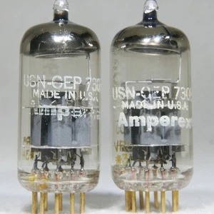 Matched Pair Amperex USN-CEP 7308/E188CC Mil-Spec O-Getter Gold Pin USA 1963 - Picture 1 of 17