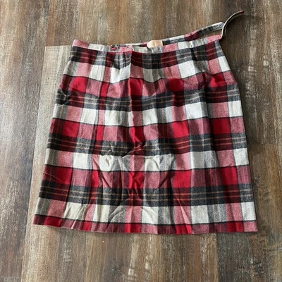 Vintage Pendleton Wool Plaid Wrap Skirt Sz 14 Red  Tartan  Academia Knee Length - Image 1 of 4
