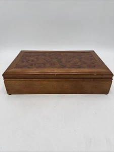 Vintage MELE USA Thuya Burl Wood Jewelry Box Velvet Lining Mirror Storage - Picture 1 of 15