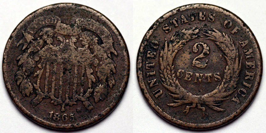 1865  Two Cent Piece - Image 1 of 1