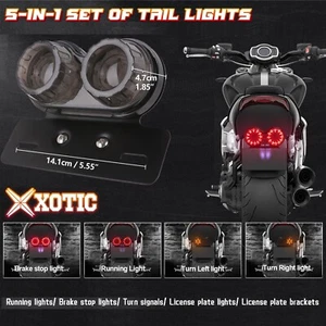 Motorcycle Smoked Lens Integrated Dual Turn Signal Brake Stop Running Tail Lamp - Picture 1 of 12