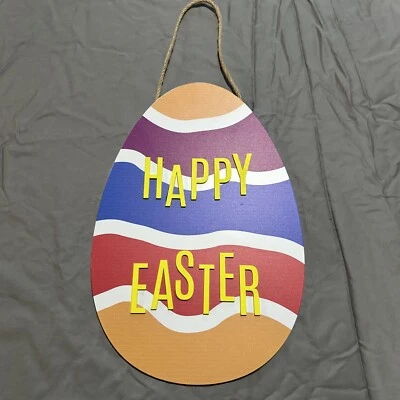 Happy Easter Hanging Egg Sign Fiber Board Display Craft - Image 1 of 4