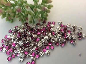 Swarovski Rose Montees Fuschia Vintage Prong Set Pack of 30 Craft Post Free - Picture 1 of 4
