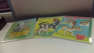 (3) Rompecabezas Bandeja Marco 1968 (Sellado) Por Rainbow Works Caballos Perritos Vacas Foto 1 de 4