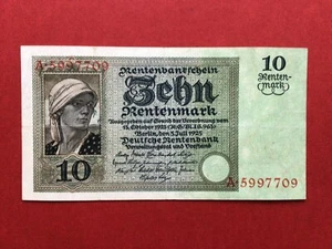 10 Rentenmark 1925 Weimarer Republik, sehr selten, besonders in dieser Erhaltung - Bild 1 von 2