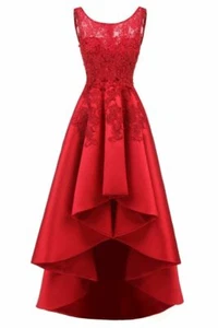 Women Sexy Party Formal Dress Red Sleeveless Short Front Long Back Evening Dress - Picture 1 of 8