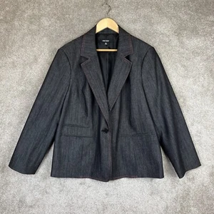 Nine West Jacket Womens 18W Gray Long Sleeve Button Lined Cotton Blend- 6703 - Picture 1 of 11