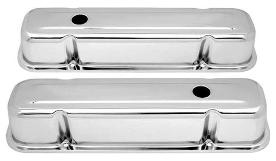 Chrome Valve Covers - Pontiac 326-455 V8 1959-79 Tall Style 3-1/2" - Image 1 of 1