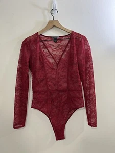 Y2K Romance Sheer Lace Bodysuit Top L Coquette Whimsigoth Fairygoth Witch Floral - Picture 1 of 12