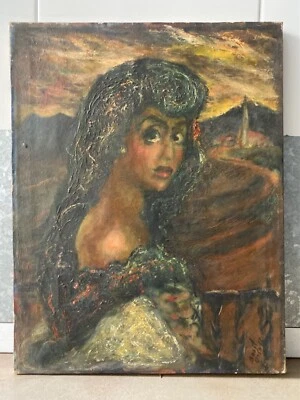 🔥 Pintura al óleo retrato antigua española inusual RARA, Orloff años 30 Foto 1 de 4