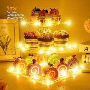Acrylic Cupcake Stand, Square Cupcake Tower for 50 Cupcakes and Led String Light - Picture 1 of 4
