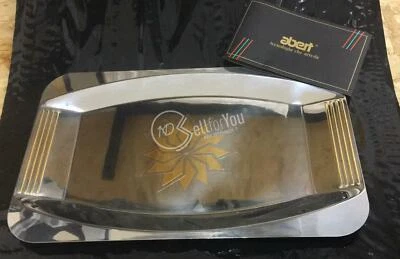 VASSOIO IN ACCIAIO INOX E ORO ABERT 18/10 38 CM CASALINGHI CENTROTAVOLA CUCINA  - Immagine 1 di 4