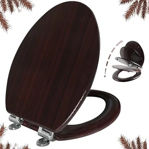 Elongated Toilet Seat Molded Wood Toilet Seat with Quietly Close and Quick - Picture 1 of 7