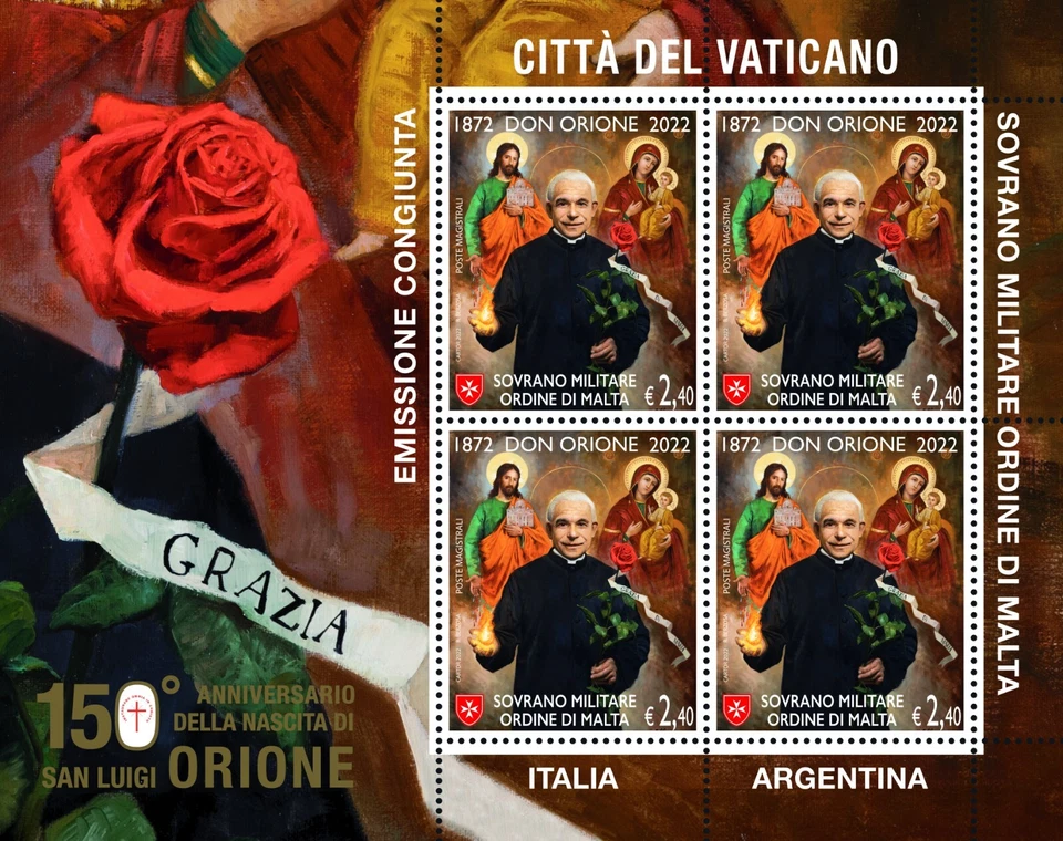 2022 150° anniversario nascita Don Orione - SMOM - minifoglio