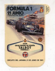 Adesivo SPAIN GRAND PRIX Jarama 1981 Formula 1 LIGIER TALBOT GITANES F1 sticker - Imagen 1 de 1