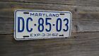 1962 Maryland All Original Paint License Plate In Excellent Condition Blue White
