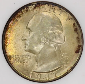 1947 Washington Quarter 25c NGC MS67 Fresh Old No Line Holder Original Color! - Picture 1 of 4