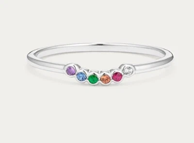 Simulated Multicolor Stone Women's Dainty Party Wear Ring In 950 Platinum - Image 1 of 4