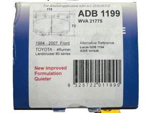 ADB FRONT BRAKE PAD ADB1199 for TOYOTA 1984-2007 4RUNNER LANDCRUISER 80 Series - Picture 1 of 5