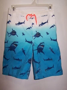OshKosh B'Gosh Shark Pattern Swim Trunks, Brief Style Liner - Boy's Size 14 - Picture 1 of 3