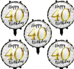 5 18IN HAPPY 40TH BIRTHDAY BALLOONS - Picture 1 of 1