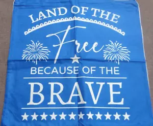 NWOT 20 X 20 BLUE LAND OF THE FREE BECAUSE OF THE BRAVE 20 " X 20" PILLOW COVER - Picture 1 of 4