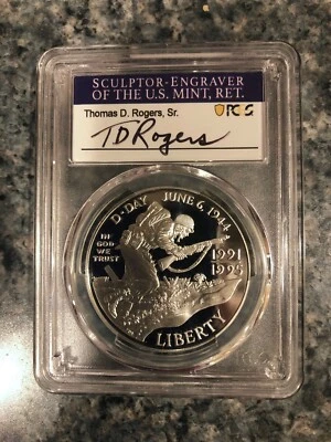 1991-1995-W WWII Commemorative Silver Dollar PR69DCAM PCGS Rogers Signed - Image 1 of 2