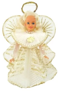 Christmas Angel Tree Topper / Centerpiece White Handmade Plastic Canvas 8.5" H - Picture 1 of 9